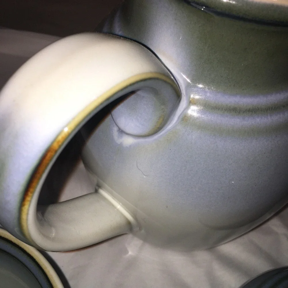 Noritake Stoneware Large Pitcher Blue White - Vtg Farmhouse - Sorcerer 8620